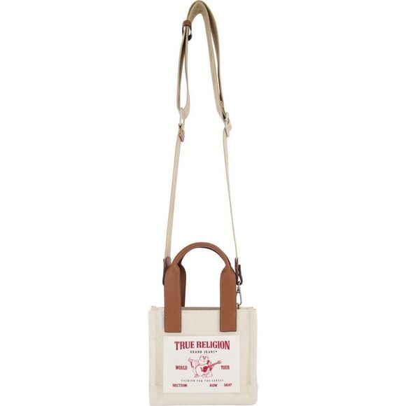 NEW True Religion Canvas Mini Tote Bag Natural Cream - Picture 3 of 13
